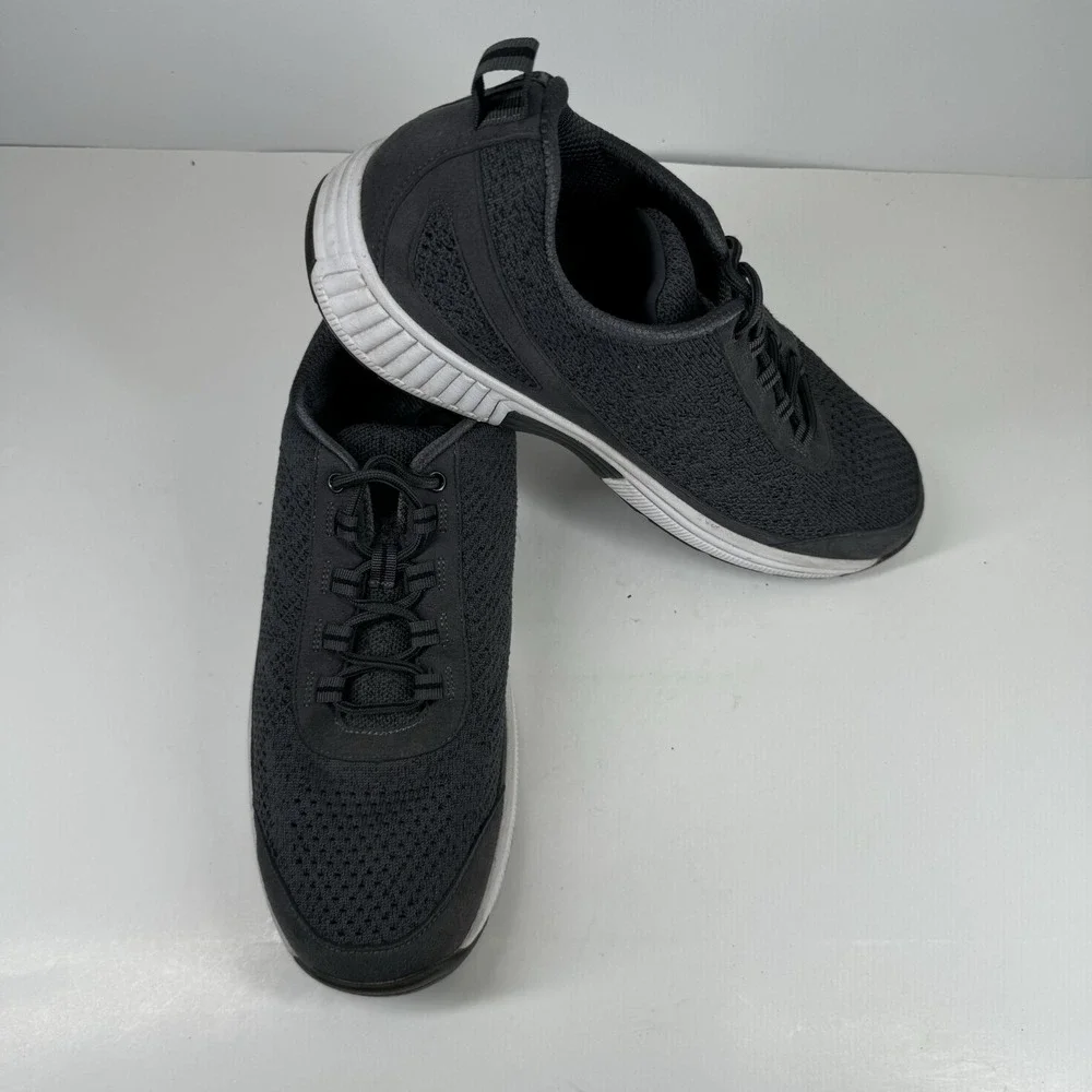 Orthofeet Lava Stretch Knit Men's US 11.5D Dark Grey Orthopedic Walking Sneakers